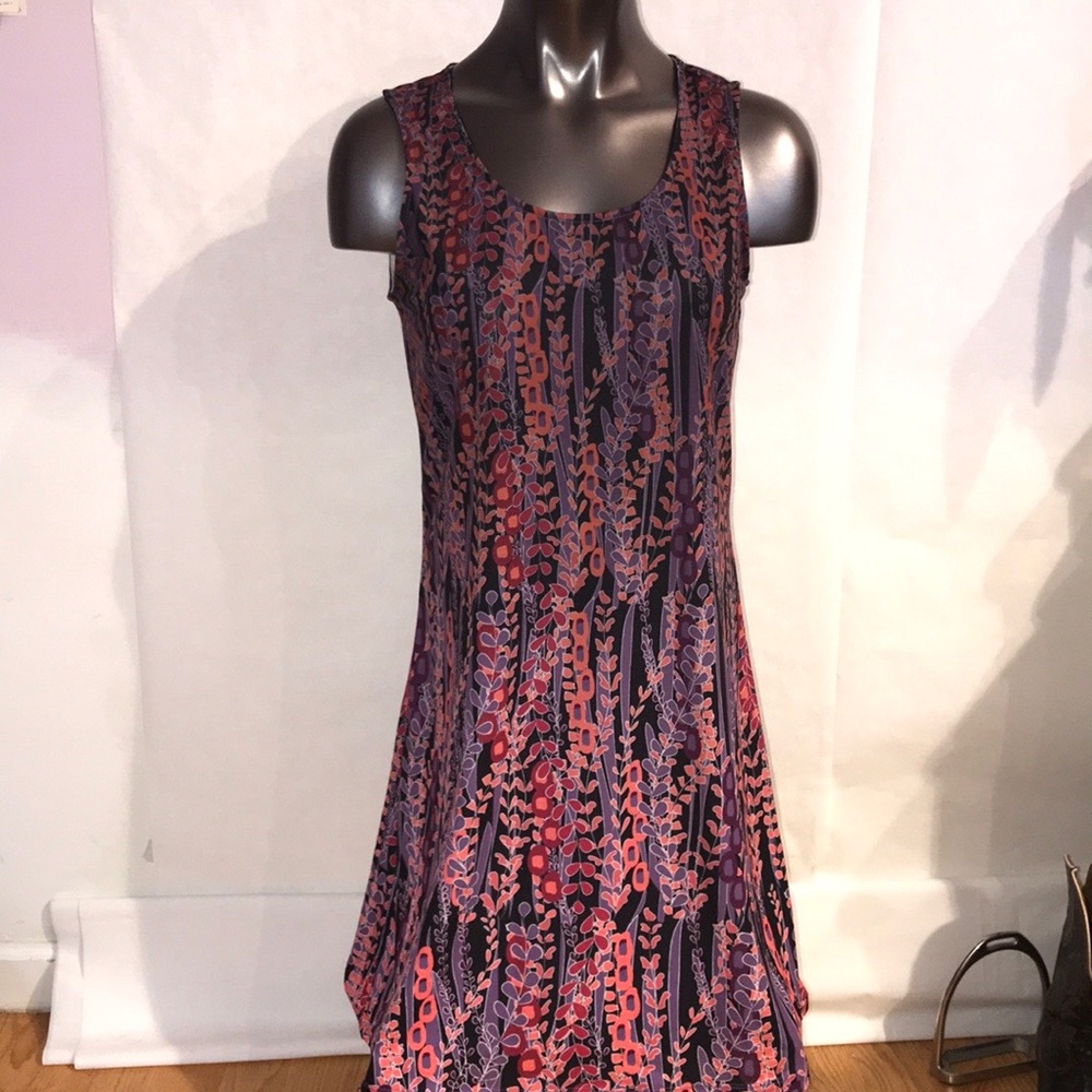 Sleeveless Floral Print A-Line Dress - Pink & Purple